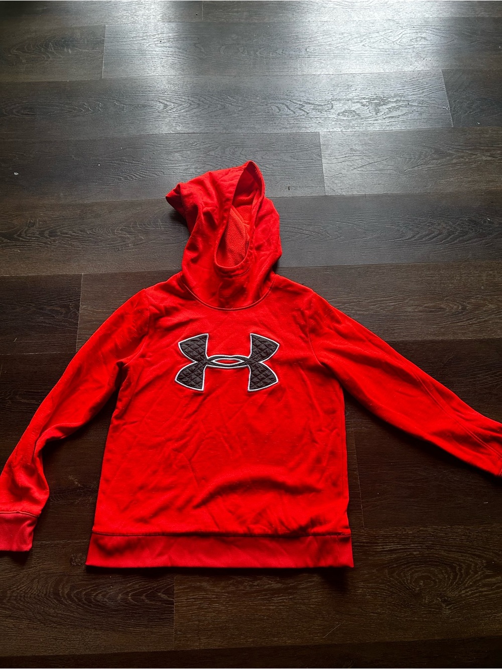 Under Armour Bright Red Pullover Hoodie with Logo Detail